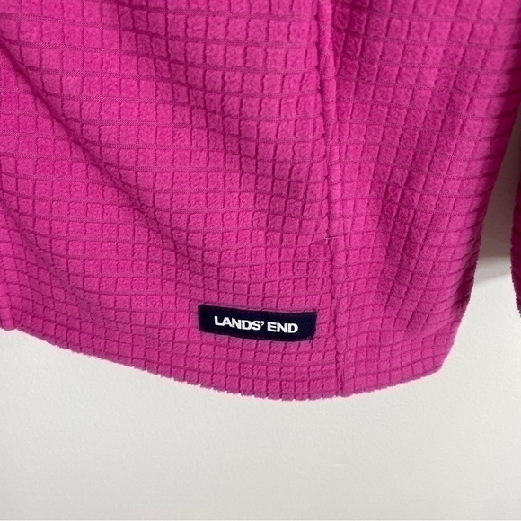Lands End Small Pink Grid Waffle Fleece Full Zip Jackef‎ - Picture 5 of 10